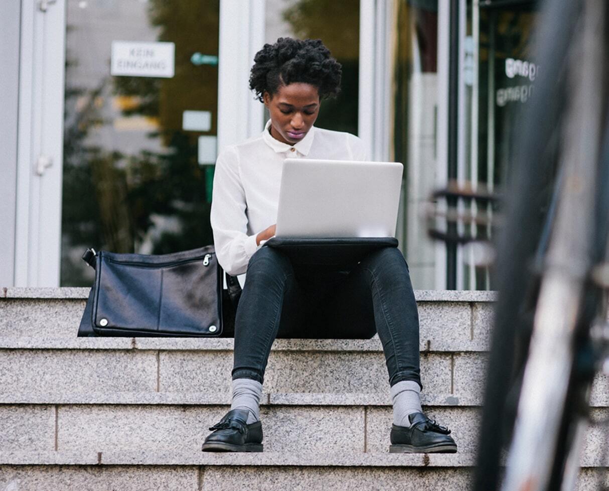 Woman working on laptop