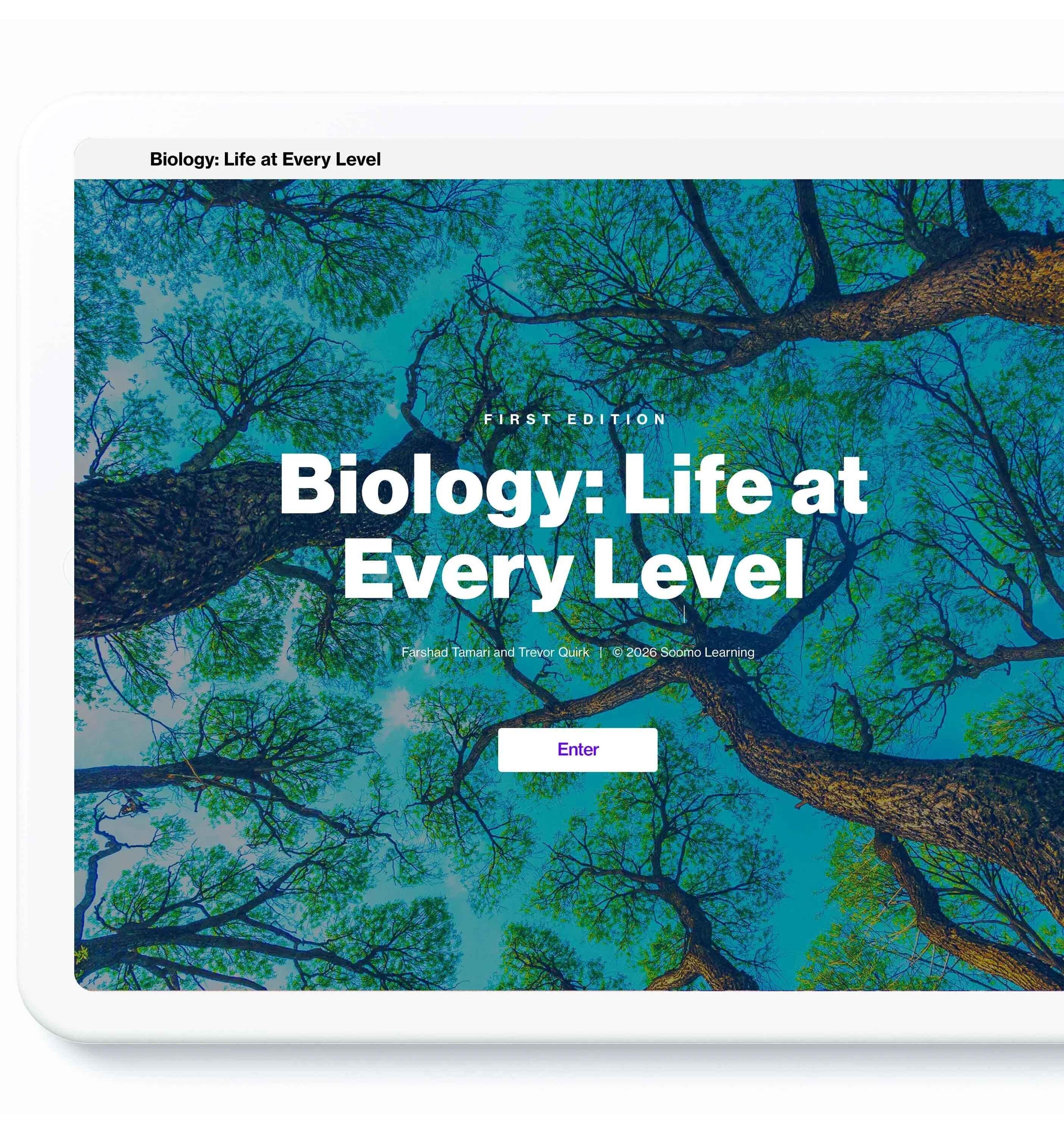 Biology Life at Every Level cover on tablet