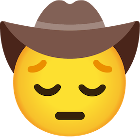 Pensive face emoji wearing a cowboy hat